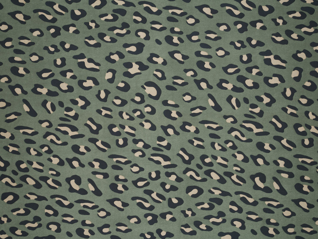Lightweight  satin  fabric by the yard - Green  cheetah print
