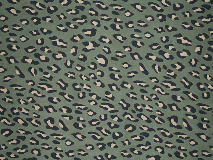Lightweight  satin  fabric by the yard - Green  cheetah print
