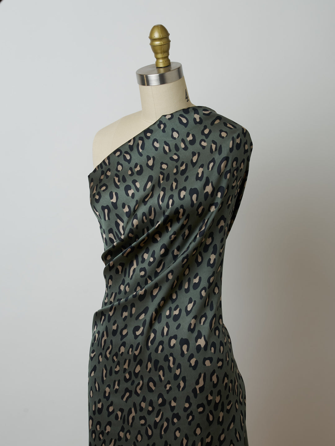Lightweight  satin  fabric by the yard - Green  cheetah print