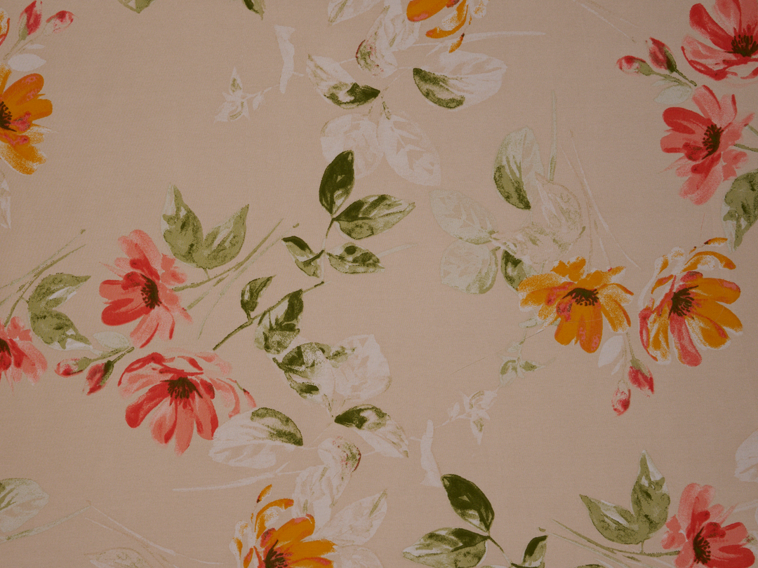 Lightweight  satin  fabric - Peachy floral   print