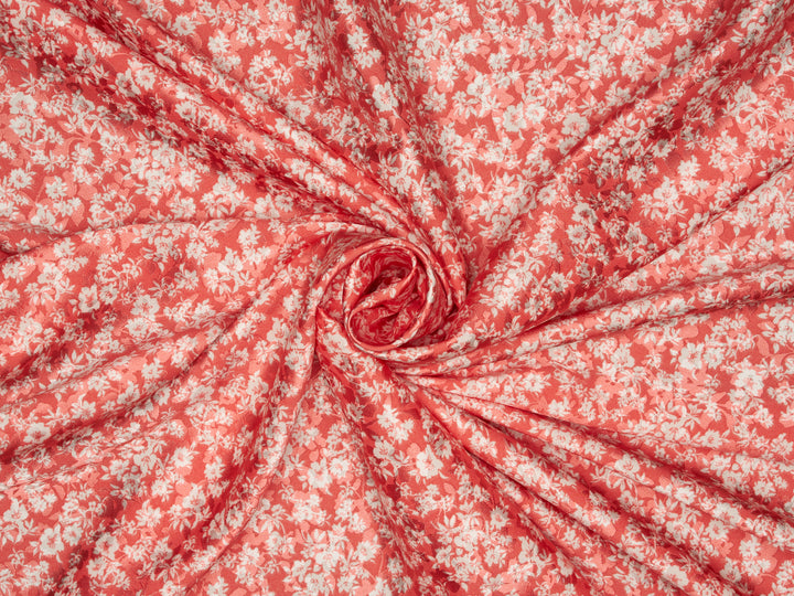 Dainty Floral     print - Faux Silk Jacquard Satin  Charmeuse Fabric By The Yard