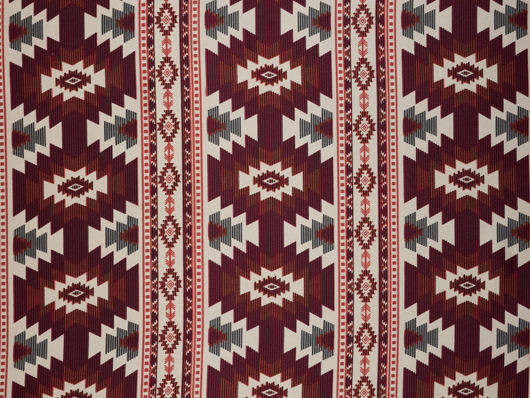 Tikal - Tribal boho charmeuse satin fabric by the yard -MonSar exclusive print