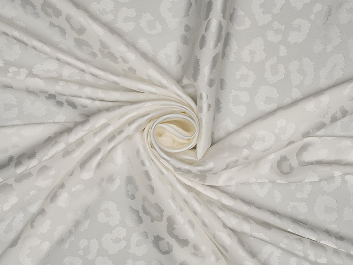 WHITE  - SILKY JACQUARD SATIN fabric by the yard - Cheetah jacquard pattern -  flowy fabric