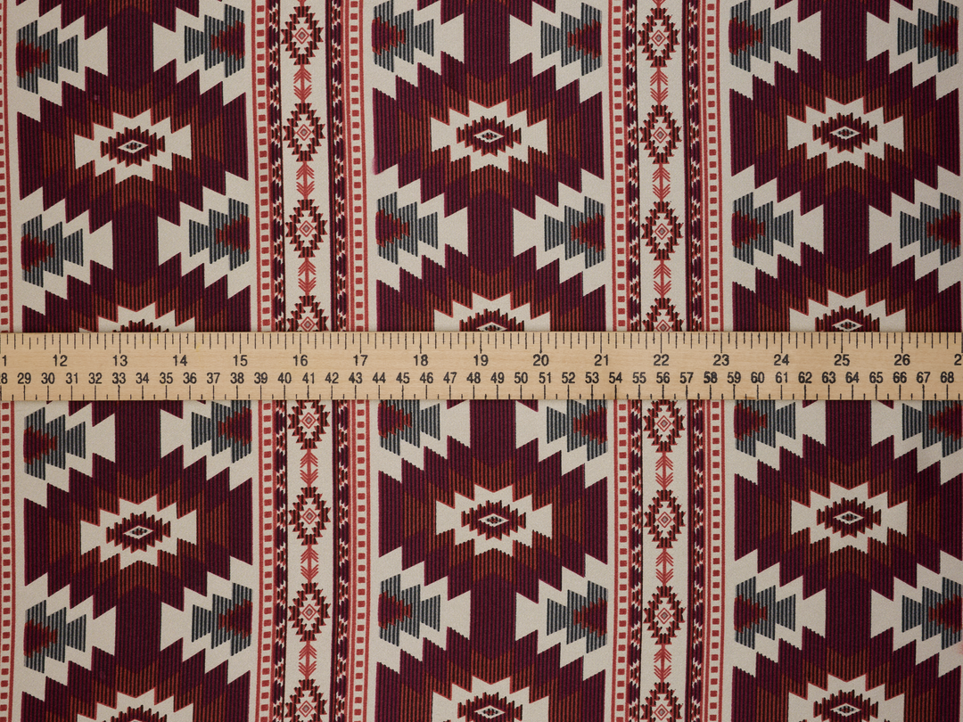 Tikal - Tribal boho charmeuse satin fabric by the yard -MonSar exclusive print