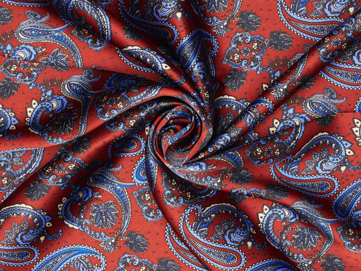 Charmeuse satin fabric by the yard -  MonSar exclusive  - Indian paisley print