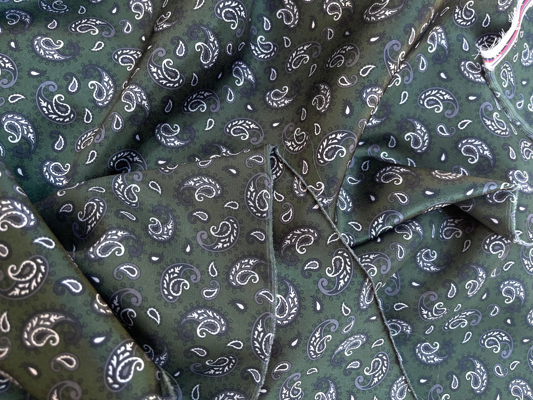 Dainty Paisley   - Silky Satin Charmeuse print - fabric by the yard -