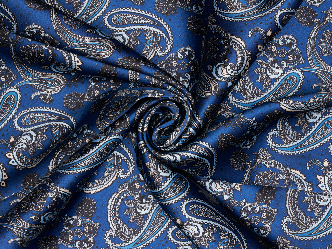 Charmeuse satin fabric by the yard -  MonSar exclusive  - Indian paisley print