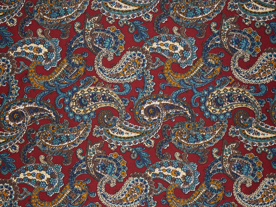 Paisley charmeuse satin fabric by the yard - Classic paisley print