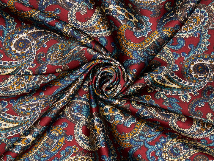 Paisley charmeuse satin fabric by the yard - Classic paisley print