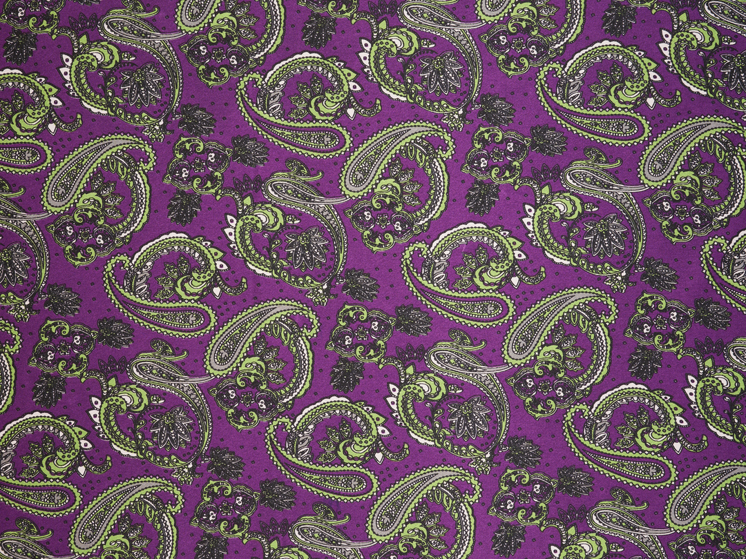 Charmeuse satin fabric by the yard -  MonSar exclusive  - Indian paisley print