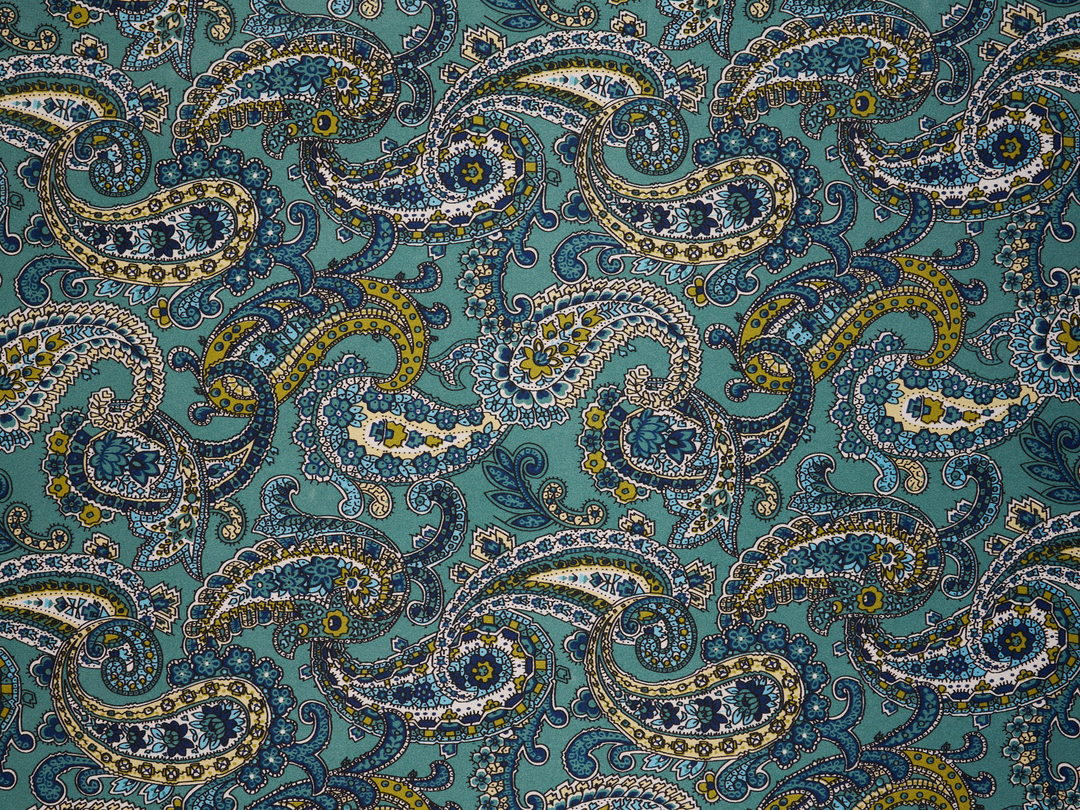 Paisley charmeuse satin fabric by the yard - Classic paisley print