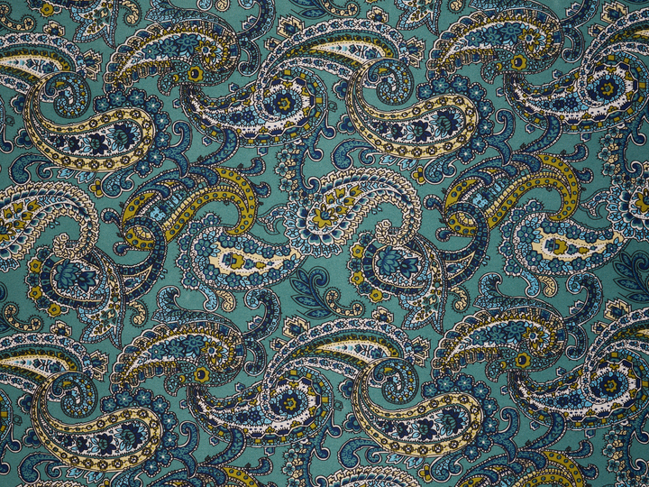 Paisley charmeuse satin fabric by the yard - Classic paisley print