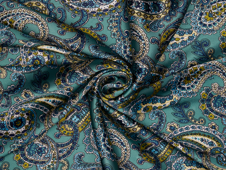 Paisley charmeuse satin fabric by the yard - Classic paisley print