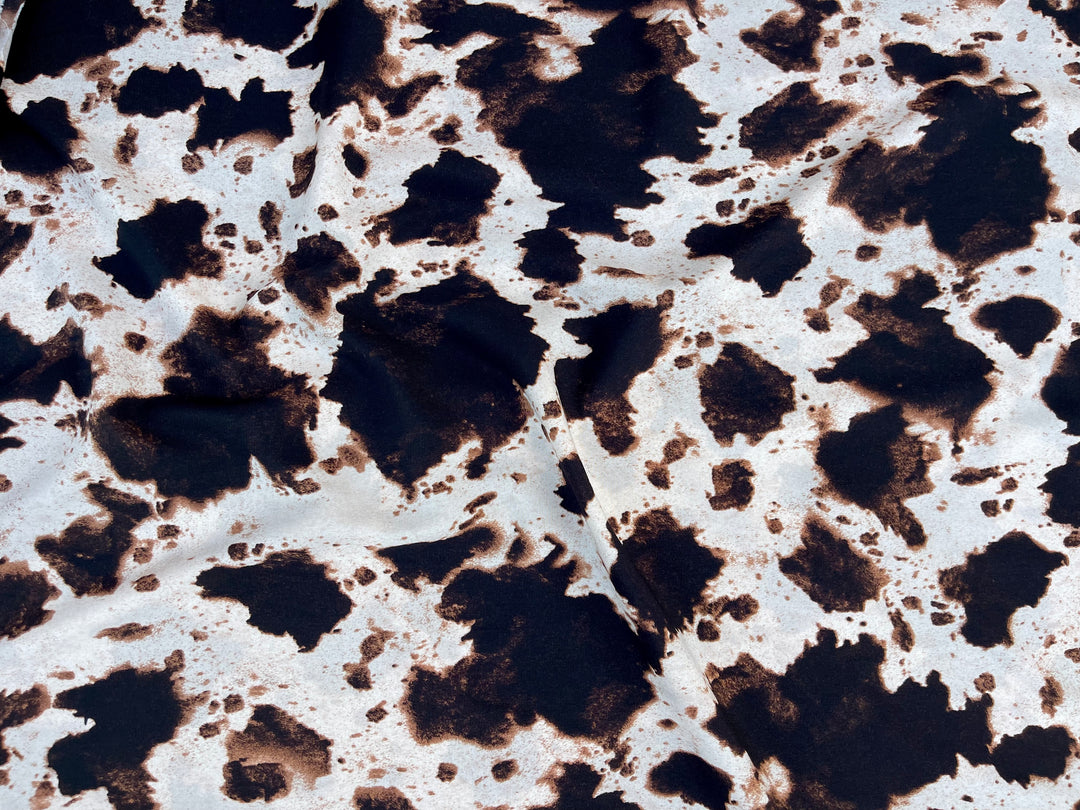 Woolpeach  fabric by the yard - Off white and brown animal cow print