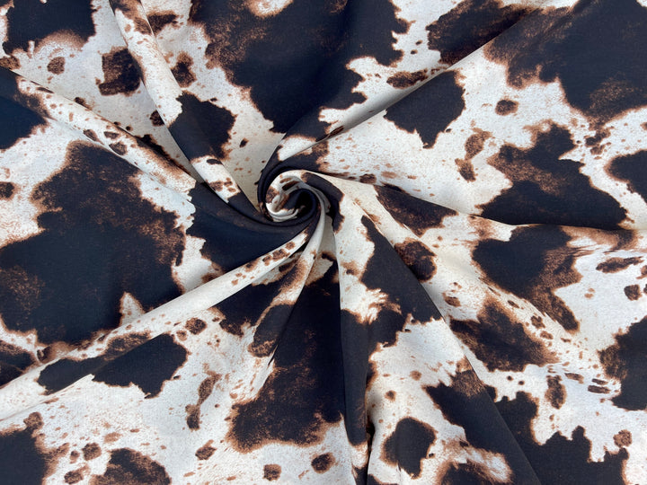 Woolpeach  fabric by the yard - Off white and brown animal cow print