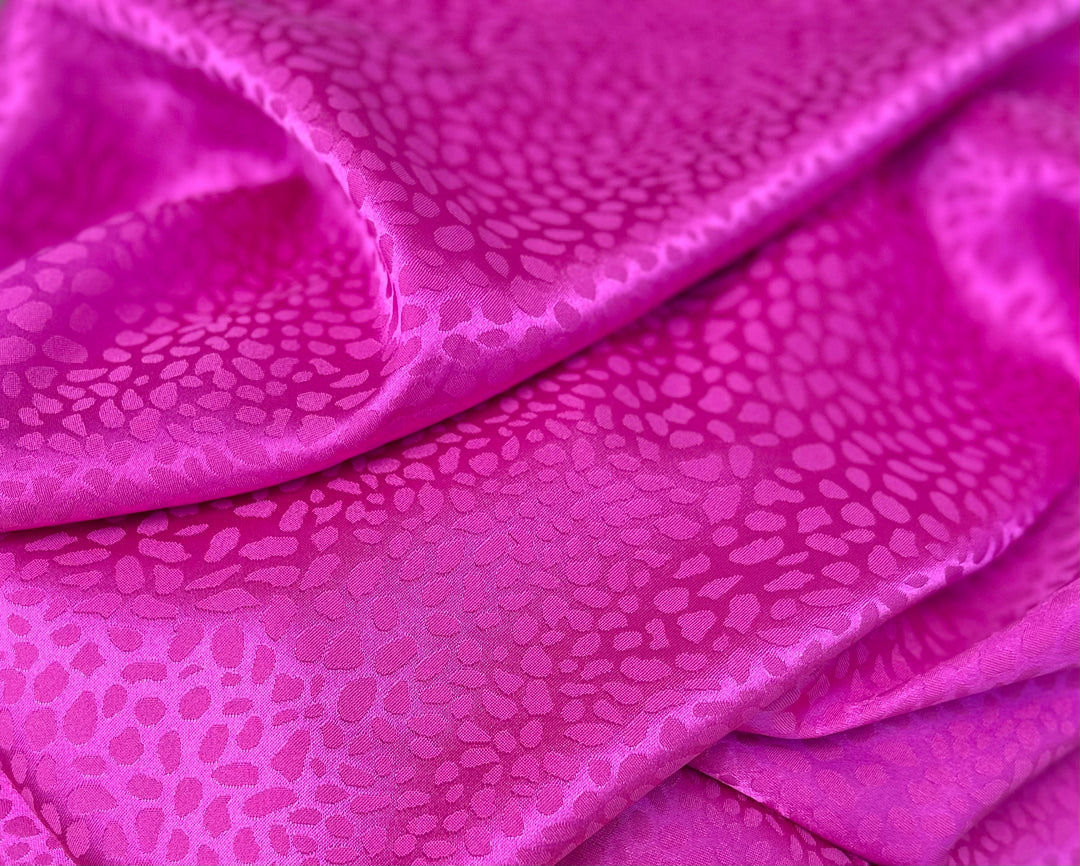 SILKY JACQUARD SATIN fabric by the yard - small animal  jacquard pattern - lightweight flowy fabric