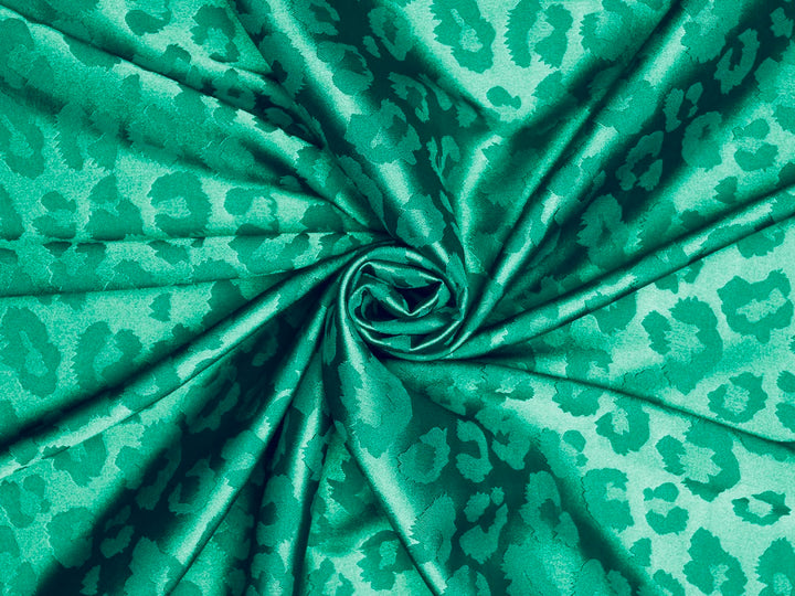 SILKY JACQUARD SATIN fabric by the yard - Cheetah jacquard pattern -  flowy fabric -