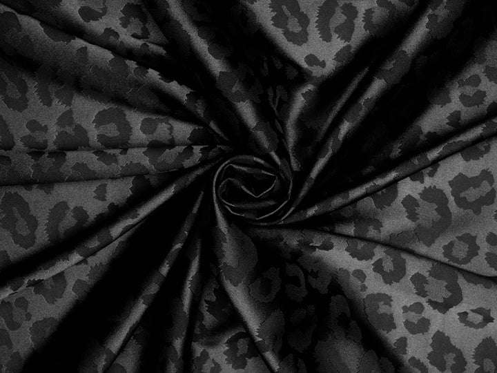 SILKY JACQUARD SATIN fabric by the yard - Cheetah jacquard pattern -  flowy fabric -