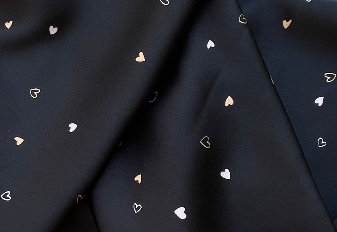 Lightweight  satin  fabric - Dainty hearts print