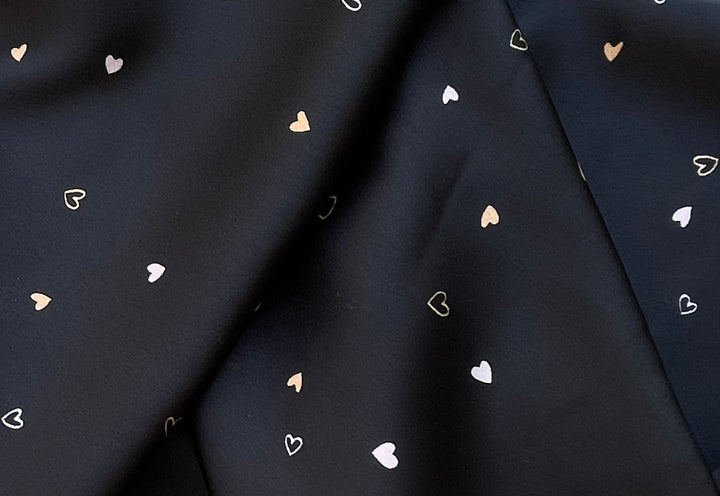 Lightweight  satin  fabric - Dainty hearts print