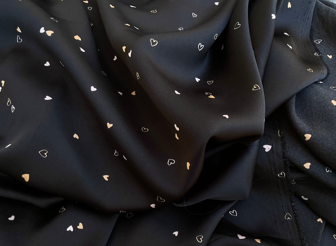 Lightweight  satin  fabric - Dainty hearts print