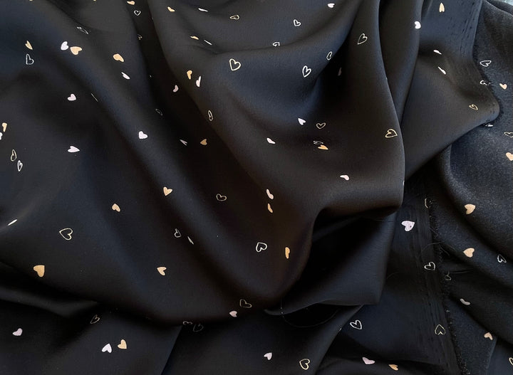 Lightweight  satin  fabric - Dainty hearts print