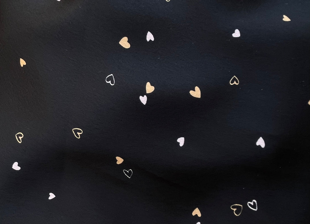 Lightweight  satin  fabric - Dainty hearts print