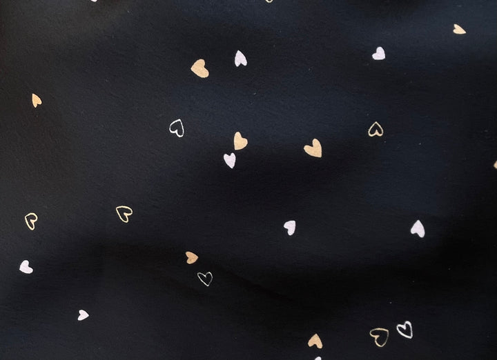 Lightweight  satin  fabric - Dainty hearts print