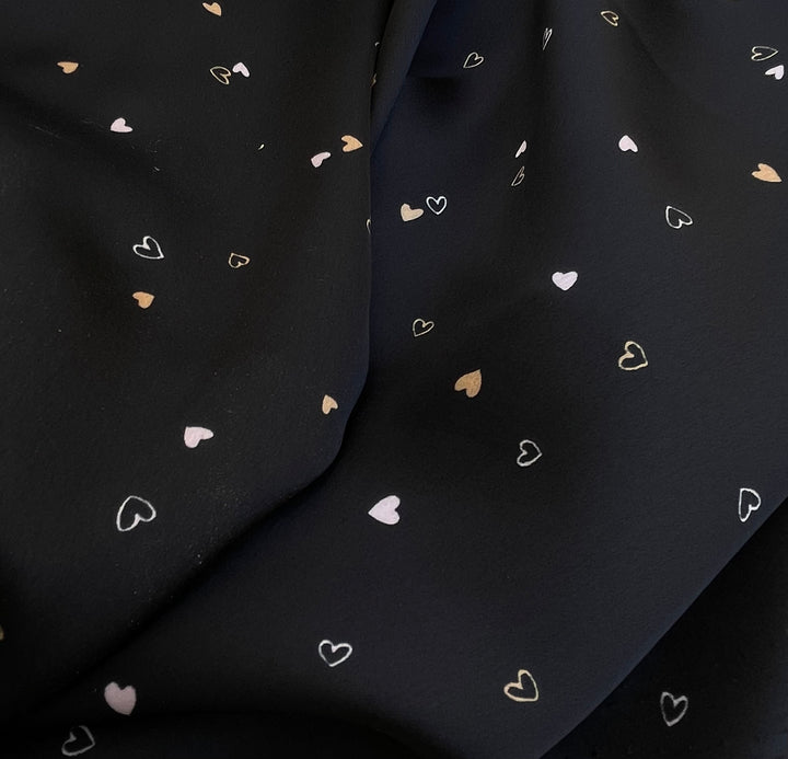 Lightweight  satin  fabric - Dainty hearts print