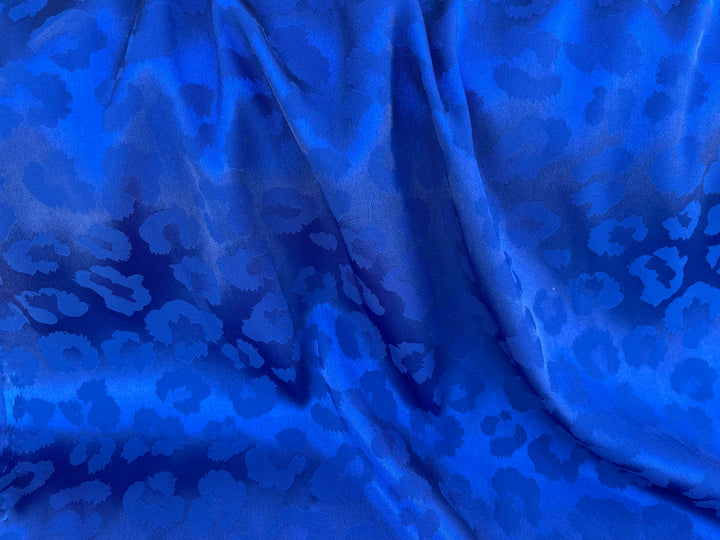 SILKY JACQUARD SATIN fabric by the yard - Cheetah jacquard pattern -  flowy fabric