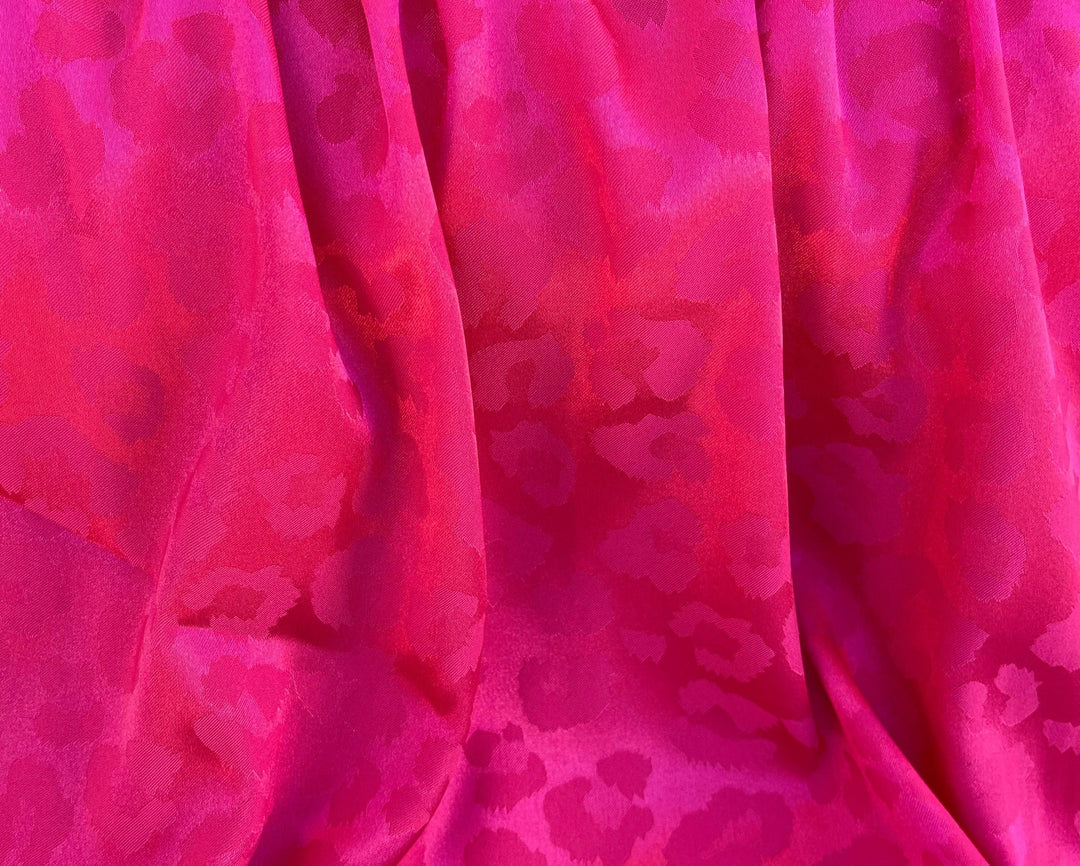 SILKY JACQUARD SATIN fabric by the yard - Cheetah jacquard pattern -  flowy fabric