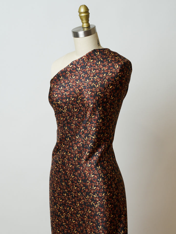 SILKY JACQUARD SATIN fabric by the yard - Small Dainty Floral  Jacquard Pattern -  flowy fabric -