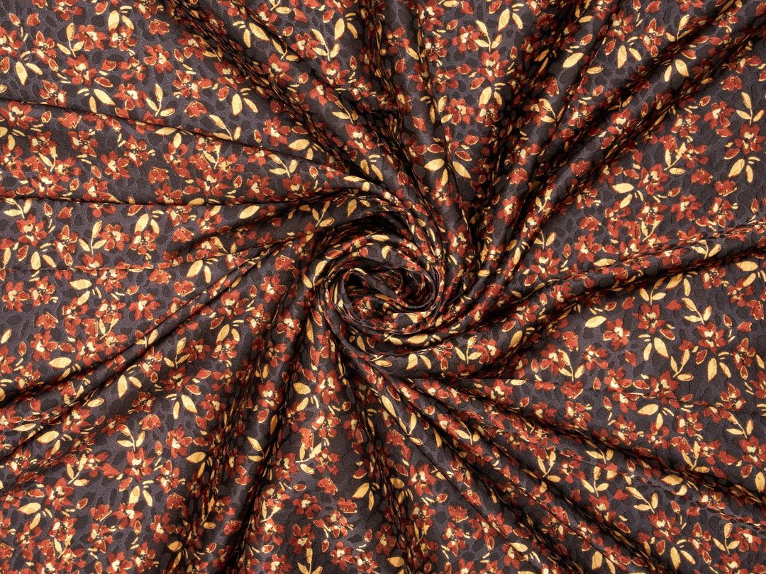 SILKY JACQUARD SATIN fabric by the yard - Small Dainty Floral  Jacquard Pattern -  flowy fabric -