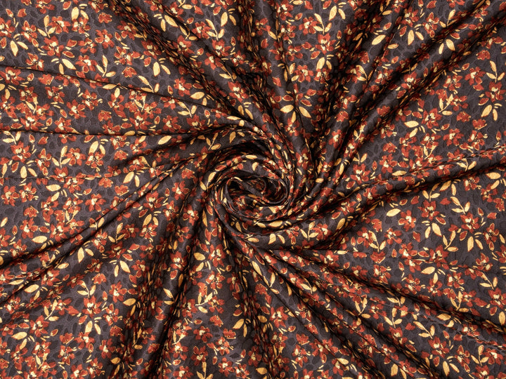 SILKY JACQUARD SATIN fabric by the yard - Small Dainty Floral  Jacquard Pattern -  flowy fabric -