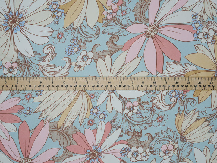 Silky Satin  Lightweight   Fabric - Groovy Floral Print