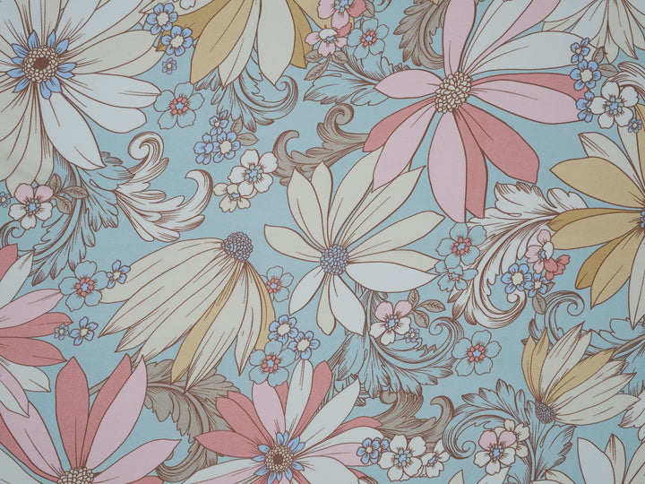 Silky Satin  Lightweight   Fabric - Groovy Floral Print
