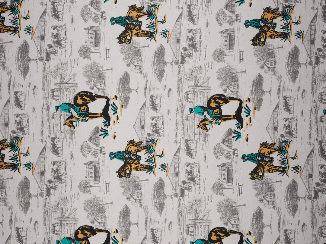 Cowboy’s Joy -  Silky Satin Charmeuse print - fabric by the yard -  sublimation print