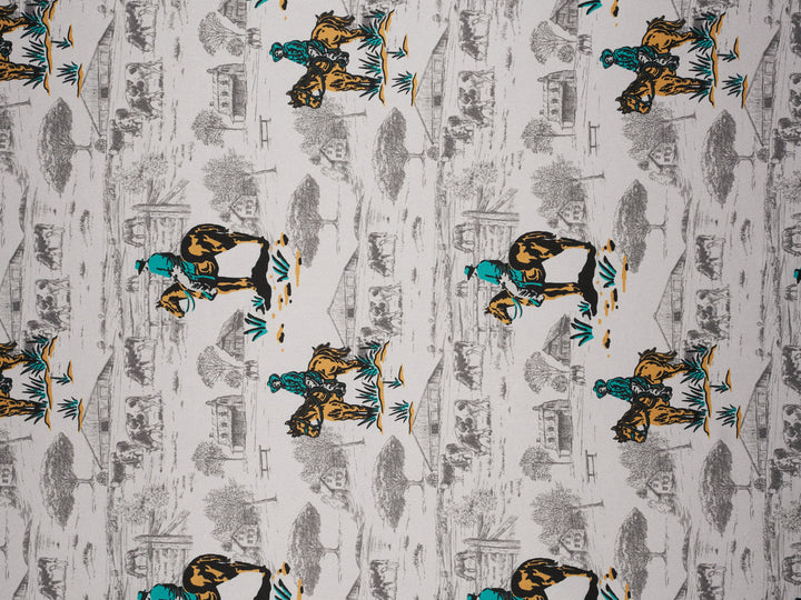 Cowboy’s Joy -  Silky Satin Charmeuse print - fabric by the yard -  sublimation print