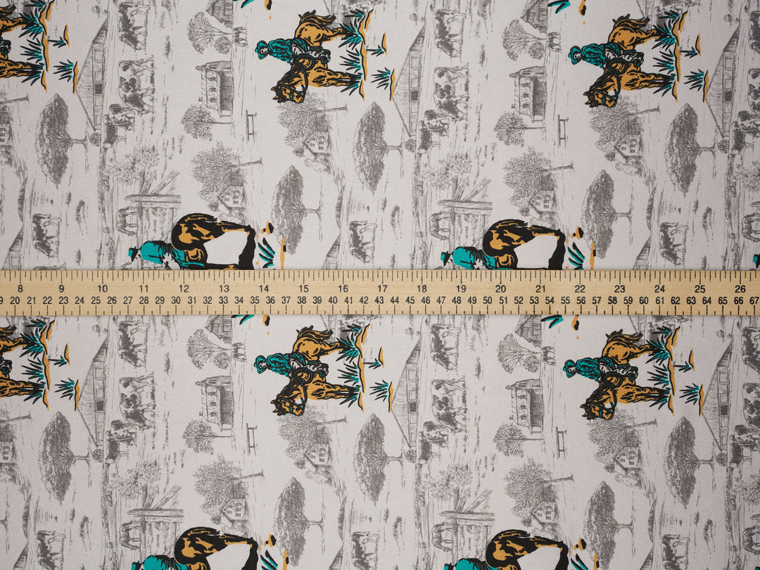 Cowboy’s Joy -  Silky Satin Charmeuse print - fabric by the yard -  sublimation print