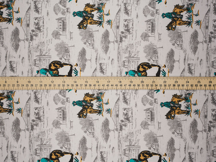 Cowboy’s Joy -  Silky Satin Charmeuse print - fabric by the yard -  sublimation print