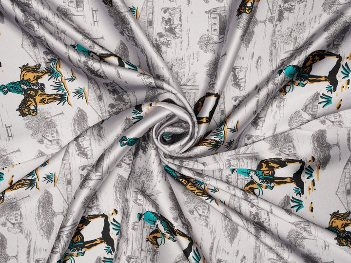 Cowboy’s Joy -  Silky Satin Charmeuse print - fabric by the yard -  sublimation print