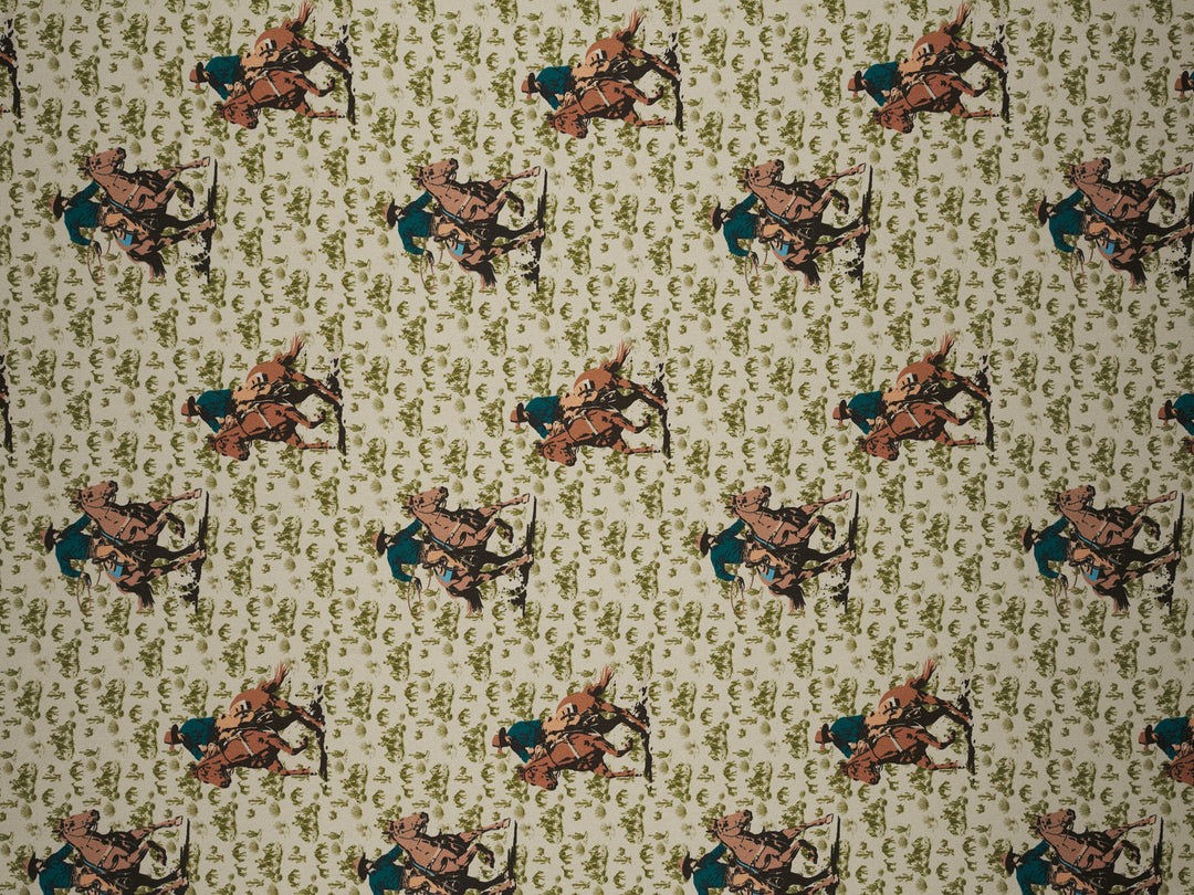Cowboys And Cacti-  Silky Satin Charmeuse print - fabric by the yard -  sublimation print
