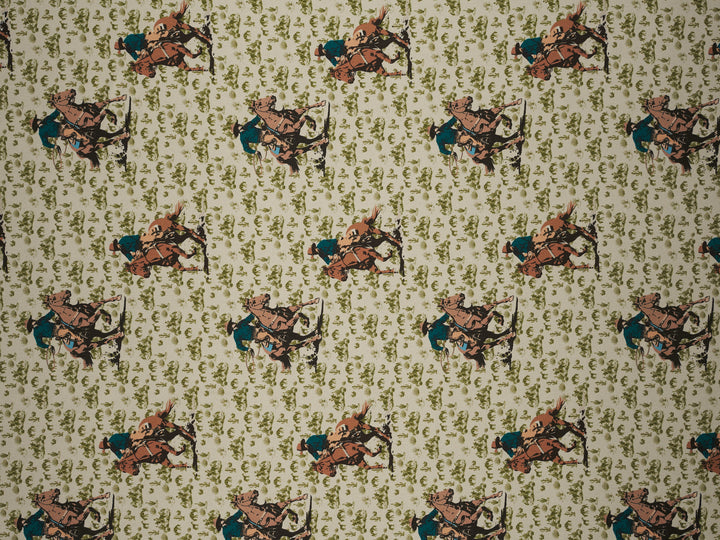 Cowboys And Cacti-  Silky Satin Charmeuse print - fabric by the yard -  sublimation print