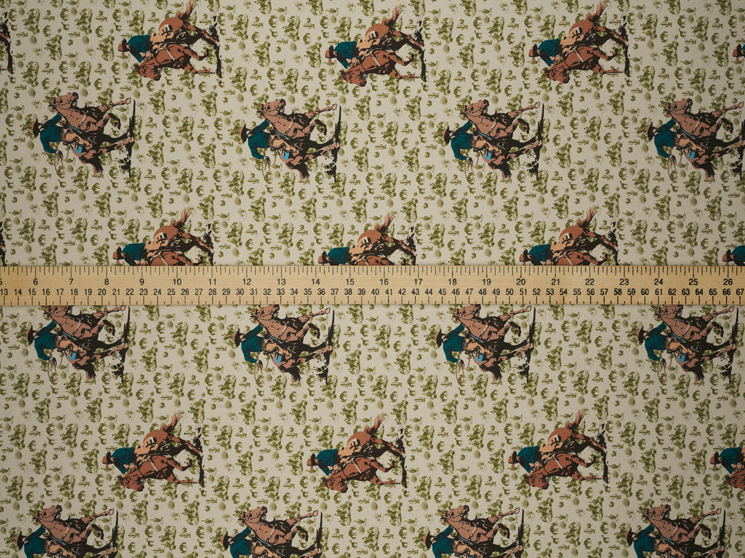 Cowboys And Cacti-  Silky Satin Charmeuse print - fabric by the yard -  sublimation print
