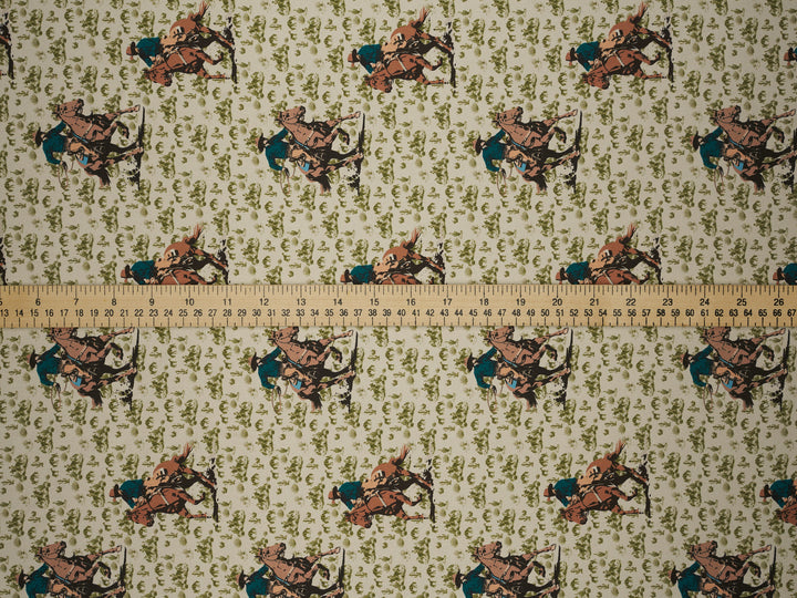 Cowboys And Cacti-  Silky Satin Charmeuse print - fabric by the yard -  sublimation print