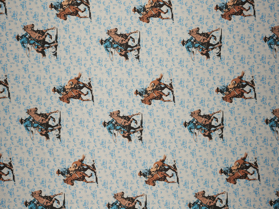 Cowboys And Cacti-  Silky Satin Charmeuse print - fabric by the yard -  sublimation print