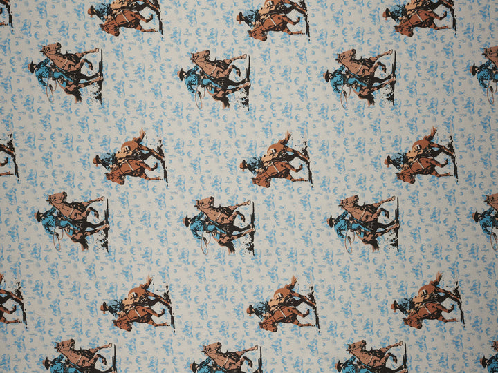 Cowboys And Cacti-  Silky Satin Charmeuse print - fabric by the yard -  sublimation print