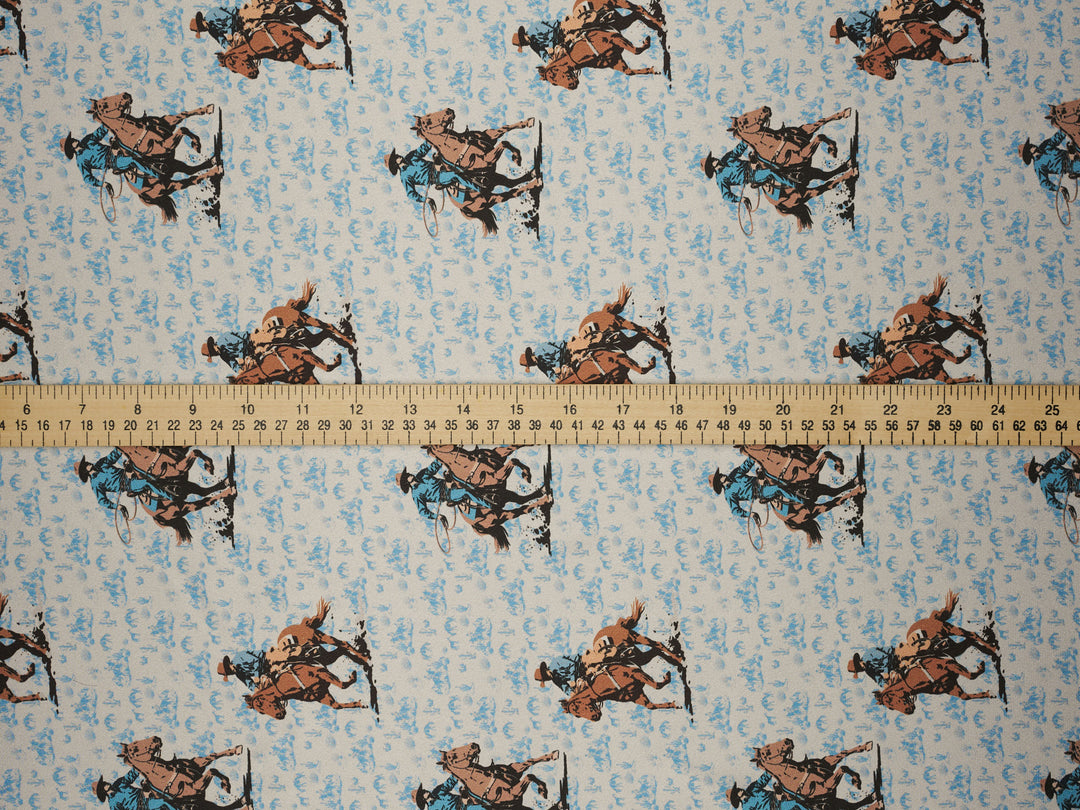 Cowboys And Cacti-  Silky Satin Charmeuse print - fabric by the yard -  sublimation print