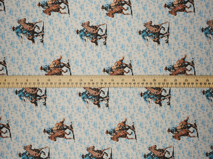 Cowboys And Cacti-  Silky Satin Charmeuse print - fabric by the yard -  sublimation print