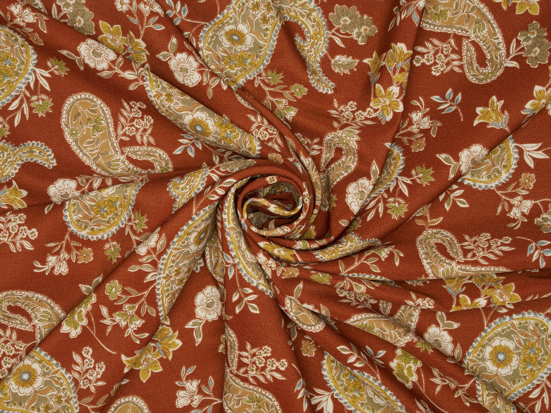 Woolpeach Fabric By The Yard -  Paisley And Floral Print